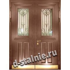 Стальная дверь D10 с решеткой и стеклом, МДФ + МДФ