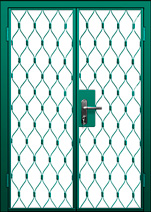 металлическая дверь с решеткой - цвет ярко-зеленый (бирюзовый)